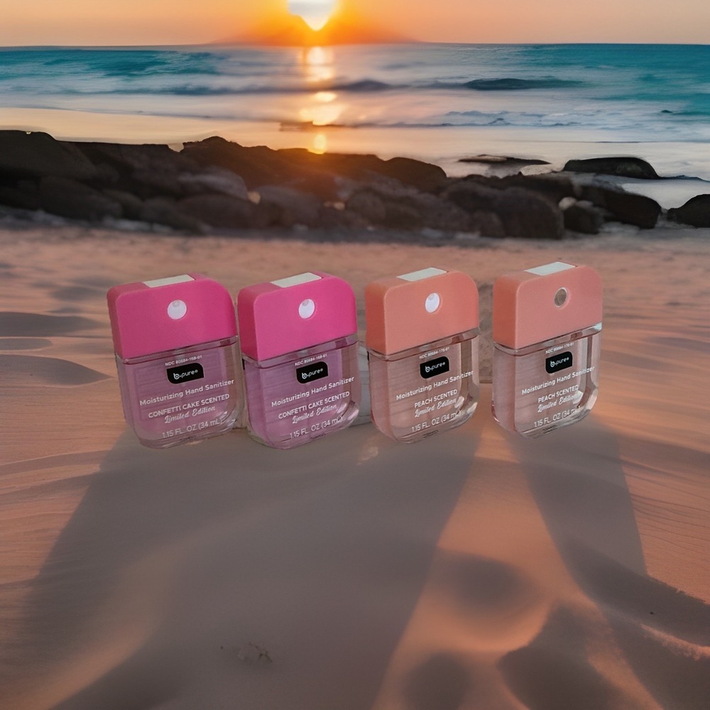 B-PURE MIST HAND SANITIZER SPRAYS 2 Confetti Cake & 2 Peach! POPULAR ON TIK TOK!